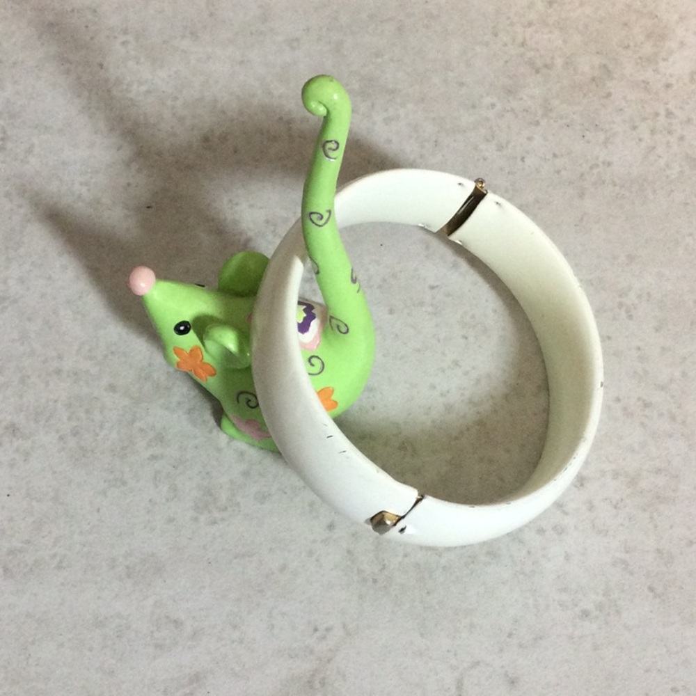 Vintage white hinge bangle bracelet